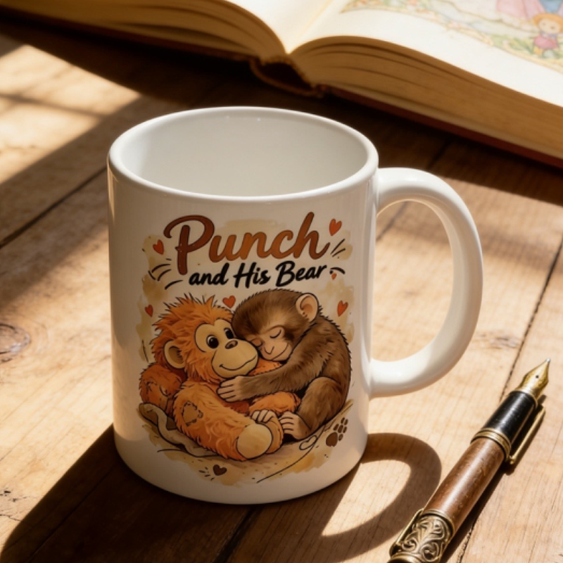 Tasse en céramique de singe mignon "Punch and His Bear"
