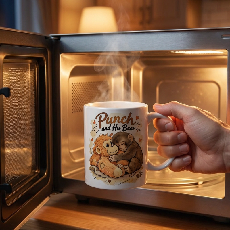 Tasse en céramique de singe mignon "Punch and His Bear"