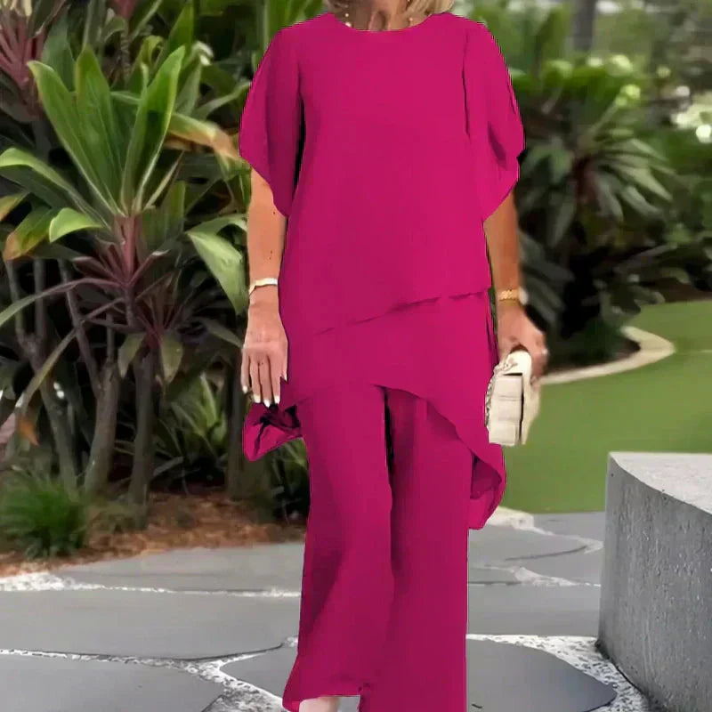 📢📢50 % DE RÉDUCTION !!⏰Top Asymétrique & Pantalon Large – La Tendance qui Allonge la Silhouette 🌸👗