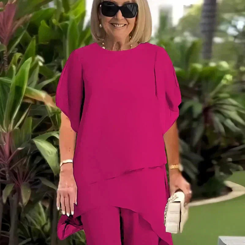 📢📢50 % DE RÉDUCTION !!⏰Top Asymétrique & Pantalon Large – La Tendance qui Allonge la Silhouette 🌸👗