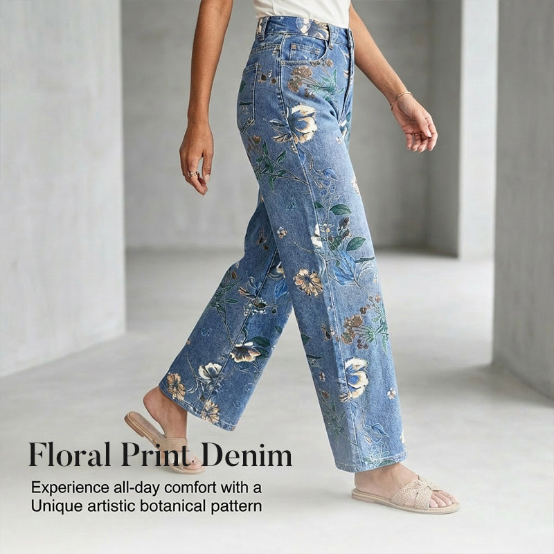 💐50% DE RÉDUCTION ! Jean Droit Fleuri – Facile à Porter au Quotidien 👗🌼【Prix Coup de Cœur】