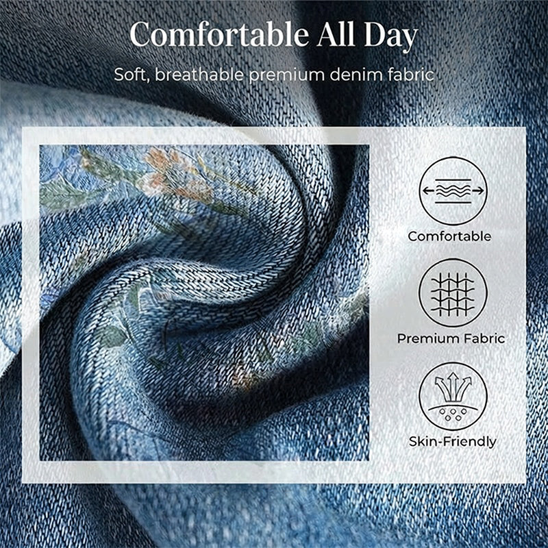 💐50% DE RÉDUCTION ! Jean Droit Fleuri – Facile à Porter au Quotidien 👗🌼【Prix Coup de Cœur】