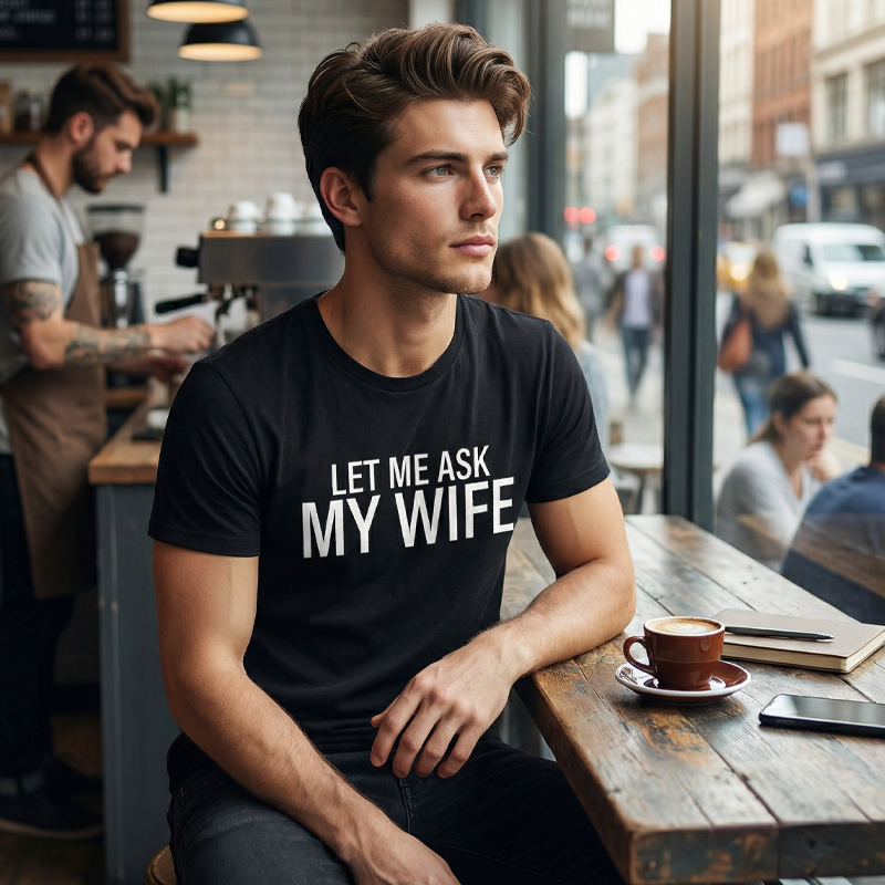 💎 50% DE RÉDUCTION ! 💎 T-shirt Homme « Laisse-moi demander à ma femme » – Humour Marié, Coton Doux & Coupe Athlétique 👕❤️