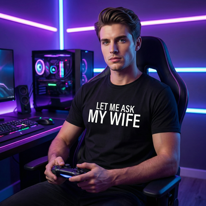 💎 50% DE RÉDUCTION ! 💎 T-shirt Homme « Laisse-moi demander à ma femme » – Humour Marié, Coton Doux & Coupe Athlétique 👕❤️