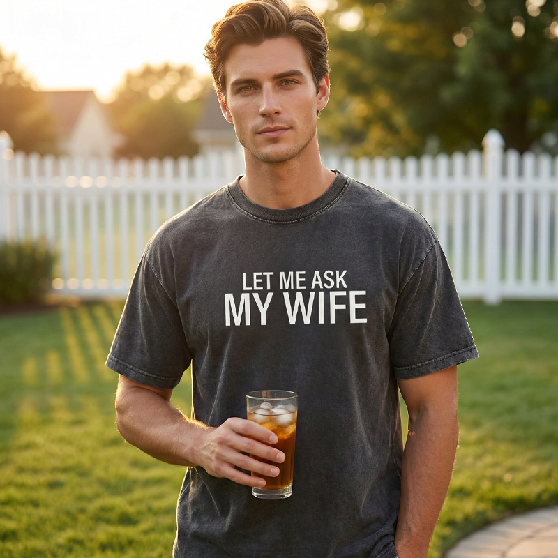 💎 50% DE RÉDUCTION ! 💎 T-shirt Homme « Laisse-moi demander à ma femme » – Humour Marié, Coton Doux & Coupe Athlétique 👕❤️