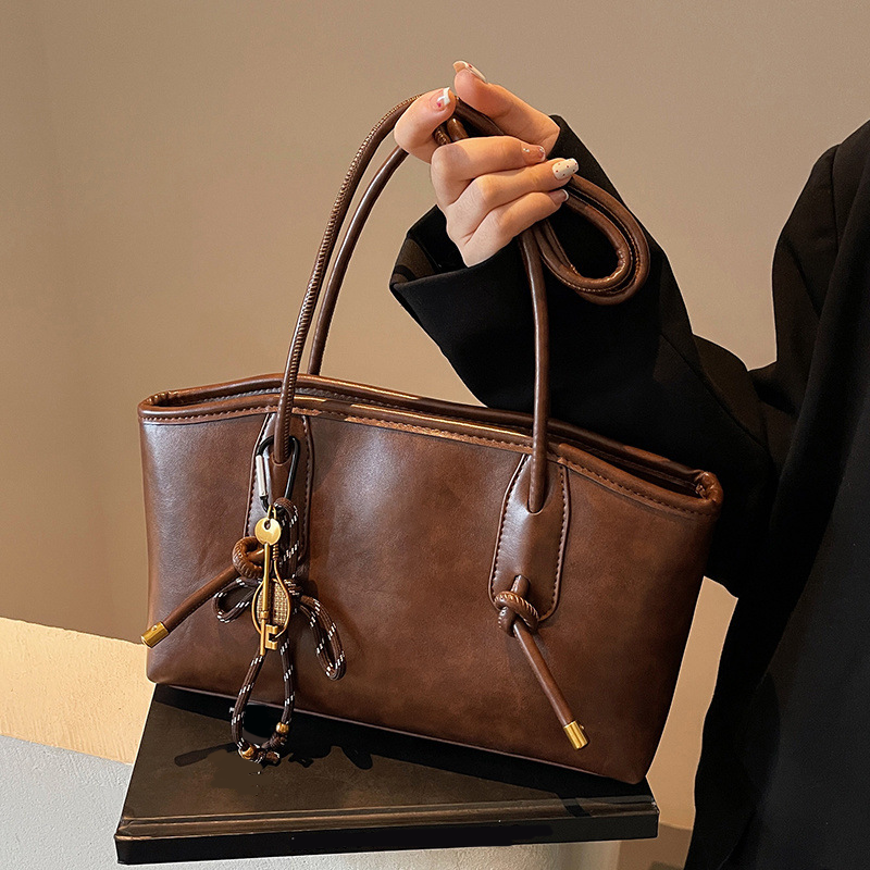 Sac d’épaule vintage en cuir PU pour femme