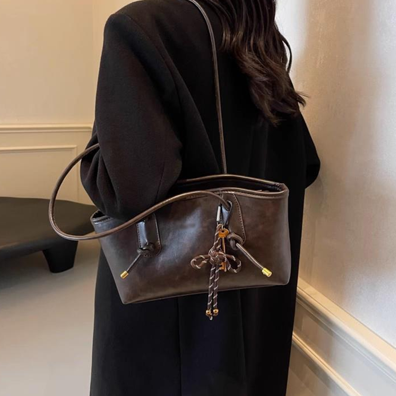 Sac d’épaule vintage en cuir PU pour femme