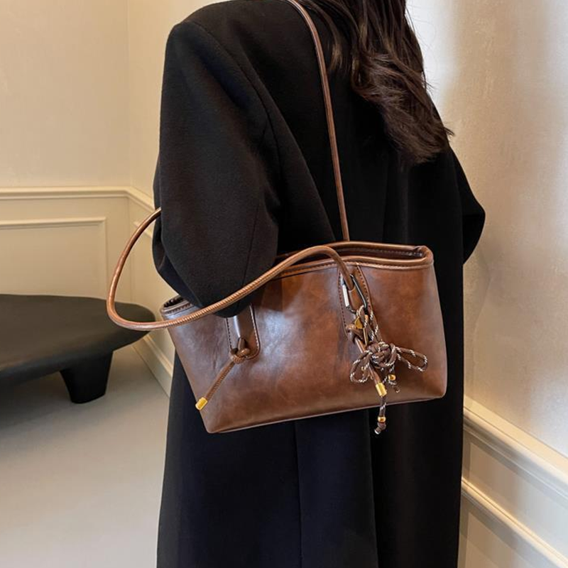 Sac d’épaule vintage en cuir PU pour femme
