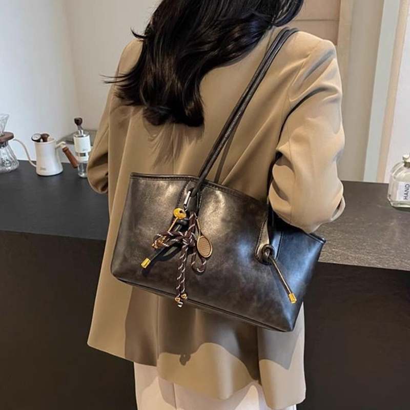 Sac d’épaule vintage en cuir PU pour femme