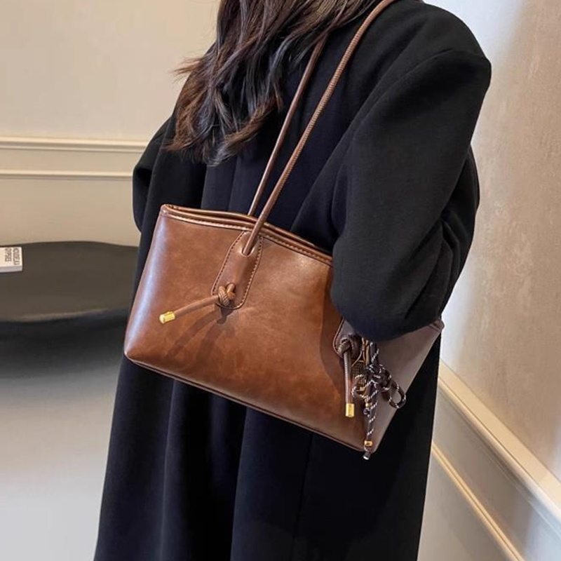 Sac d’épaule vintage en cuir PU pour femme