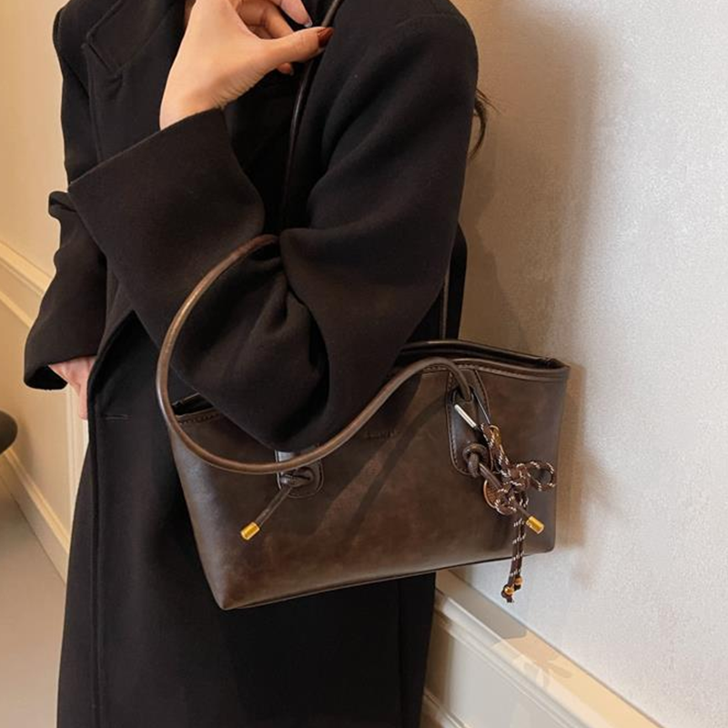 Sac d’épaule vintage en cuir PU pour femme