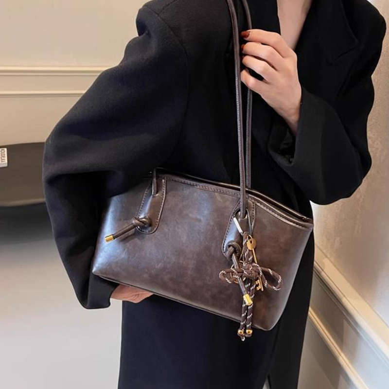 Sac d’épaule vintage en cuir PU pour femme