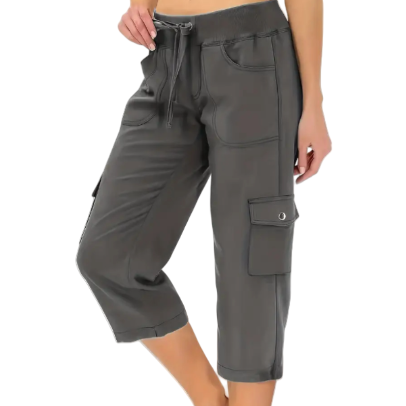 ✨Vente chaude 50% de rabais💖Pantalon cargo 3/4 taille haute uni pour femme avec cordon de serrage