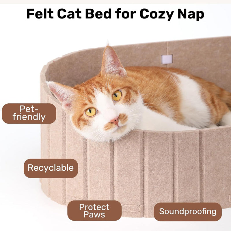 Lit pour Chat Multifonction en Feutre avec Tapis Griffoir