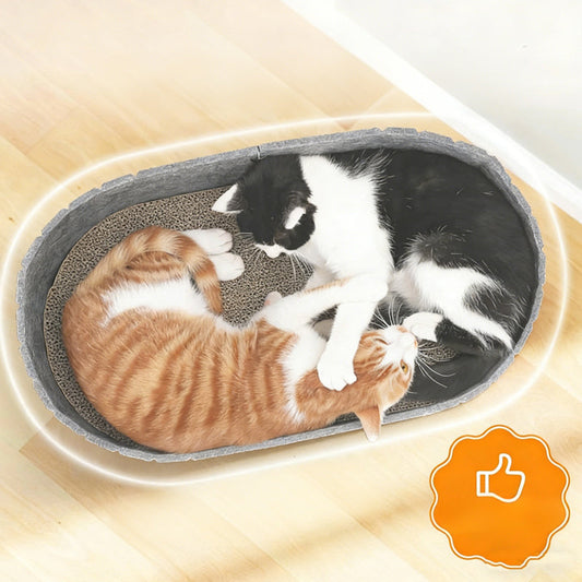 Lit pour Chat Multifonction en Feutre avec Tapis Griffoir