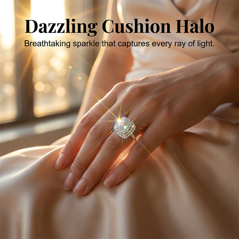 💎 50% DE RÉDUCTION ! 💎 Bague Carrée Double Halo Brillante pour Femme – Finition Or, Micro-Pavé Éclatant & Confort Ergonomique (Tailles 6–10) 🌟💍