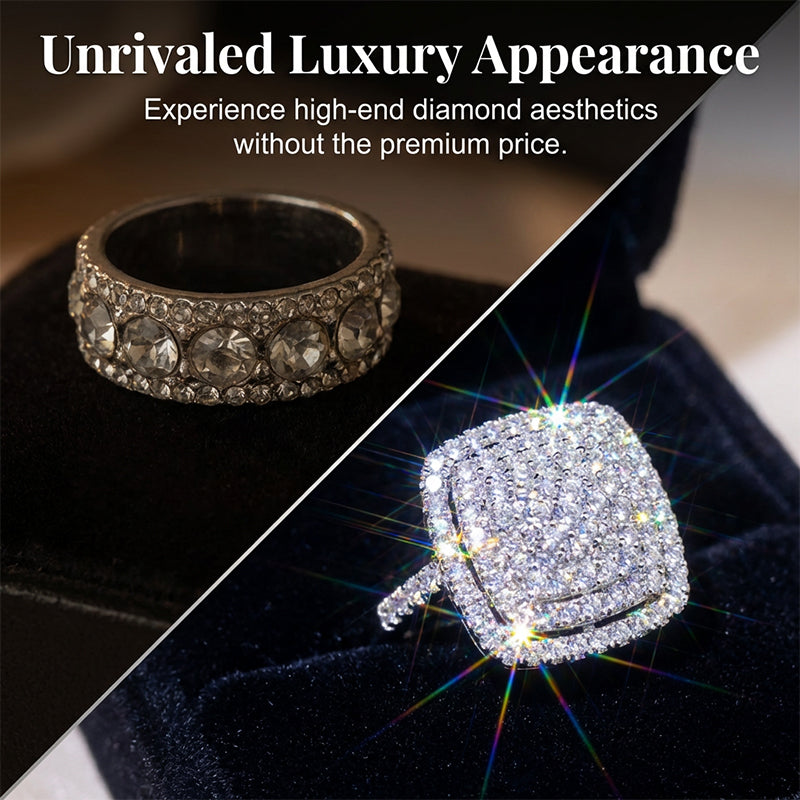 💎 50% DE RÉDUCTION ! 💎 Bague Carrée Double Halo Brillante pour Femme – Finition Or, Micro-Pavé Éclatant & Confort Ergonomique (Tailles 6–10) 🌟💍