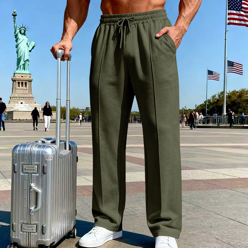 📢📢50 % DE RÉDUCTION !! ⏰Pantalon droit pour homme à taille élastique avec cordon de serrage