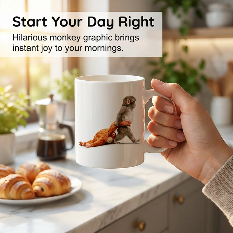 Mug en céramique singe amusant – Cadeau humoristique