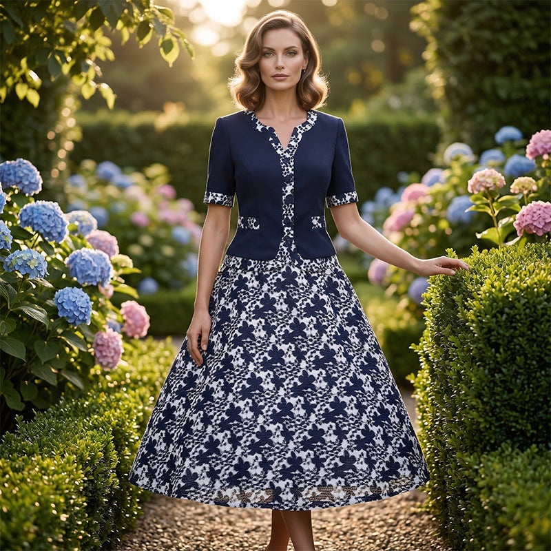 🔥50% DE RÉDUCTION – TEMPS LIMITÉ💎 Elegant Floral Print A-Line Dres
