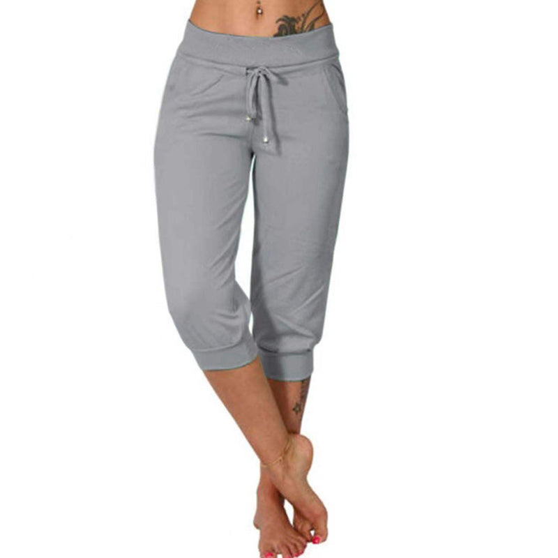 🛒Pantalon de Jogging 3/4 Taille Haute - Coupe Ajustée avec Cordon de Serrage & Poches