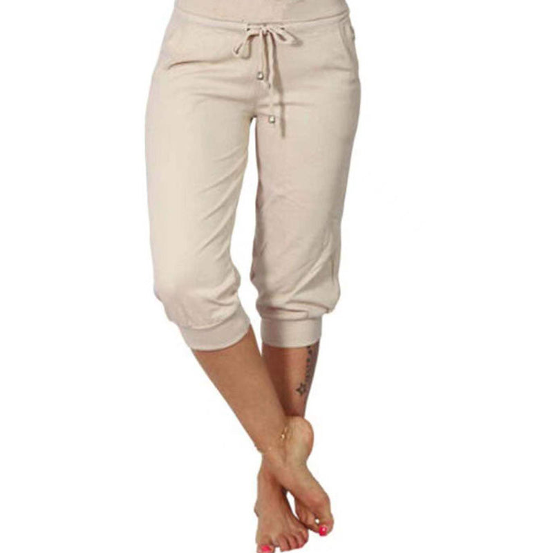 🛒Pantalon de Jogging 3/4 Taille Haute - Coupe Ajustée avec Cordon de Serrage & Poches