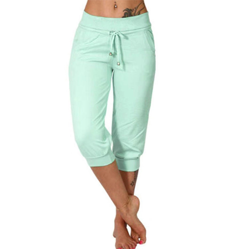 🛒Pantalon de Jogging 3/4 Taille Haute - Coupe Ajustée avec Cordon de Serrage & Poches