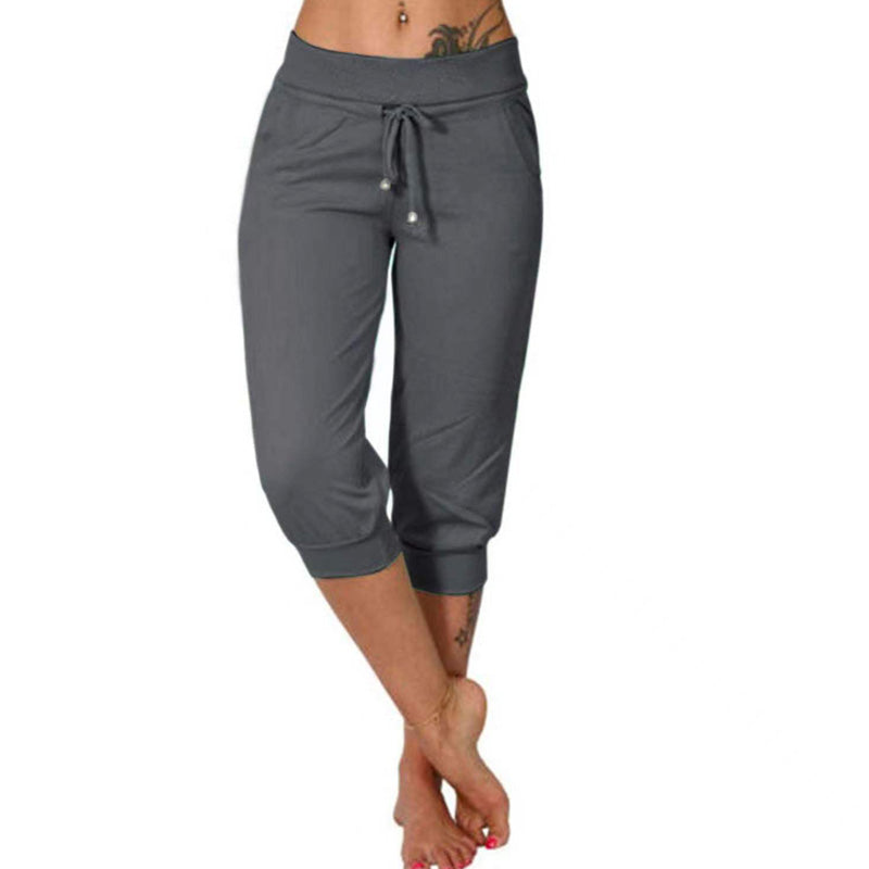 🛒Pantalon de Jogging 3/4 Taille Haute - Coupe Ajustée avec Cordon de Serrage & Poches