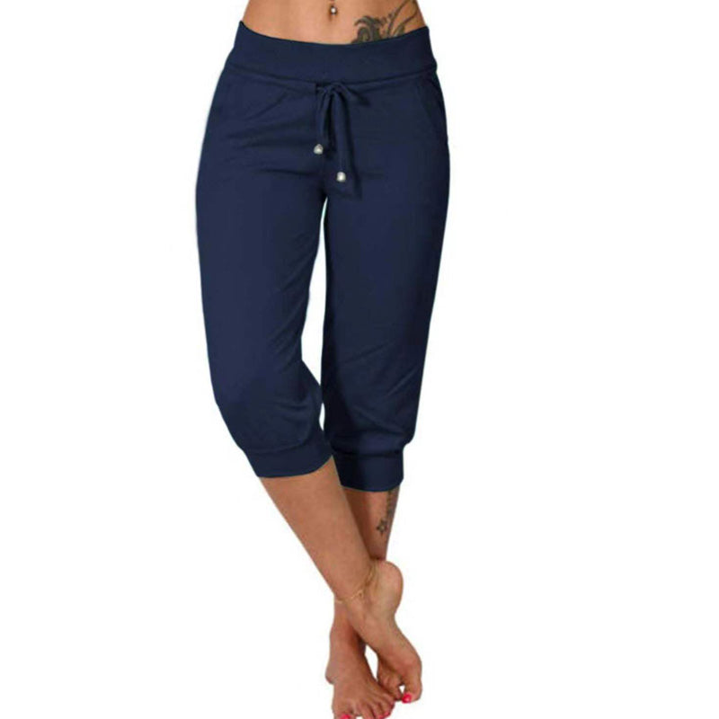 🛒Pantalon de Jogging 3/4 Taille Haute - Coupe Ajustée avec Cordon de Serrage & Poches