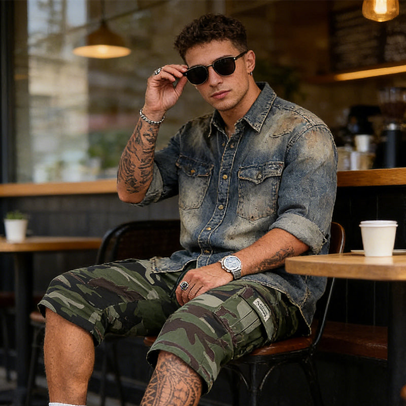 Short cargo camouflage pour homme