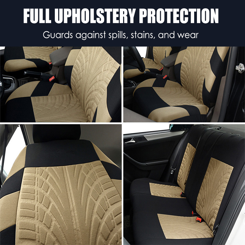 🚗 -50% ! 🛞 Kit de Housses de Siège Auto Motif Bande de Roulement – Polyester – Respirant & Universel pour Voiture, Camion et SUV – 2 ou 5 Places 🧵
