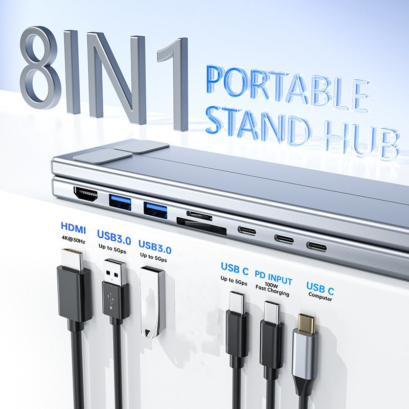 📢📢50 % de réduction !! ⏰Station d'Accueil USB-C 8-en-1 – Support Réglable, HDMI 4K & Transfert Rapide