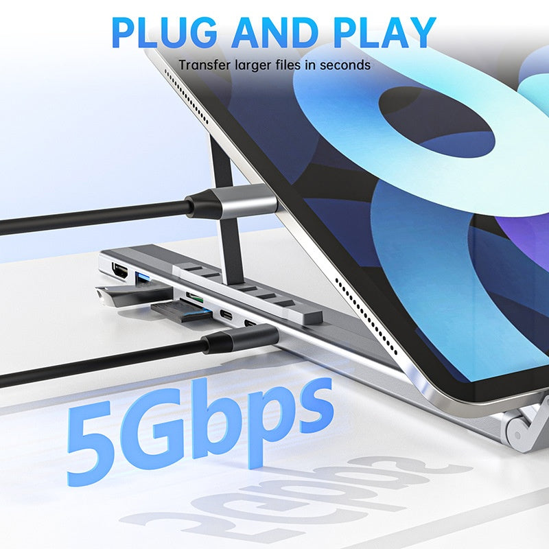 📢📢50 % de réduction !! ⏰Station d'Accueil USB-C 8-en-1 – Support Réglable, HDMI 4K & Transfert Rapide