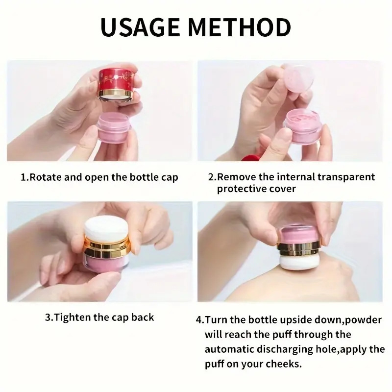 🌸Fard à Joues en Poudre Portable avec Houppette – 3 Teintes, Texture Ultra-Fine & Application Facile (30g)