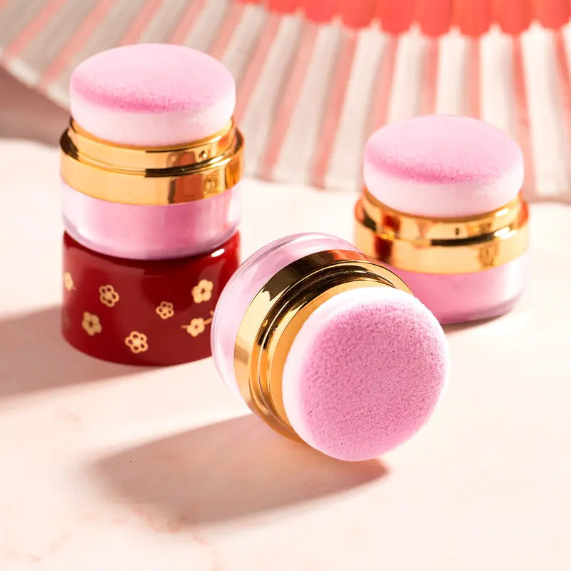 🌸Fard à Joues en Poudre Portable avec Houppette – 3 Teintes, Texture Ultra-Fine & Application Facile (30g)