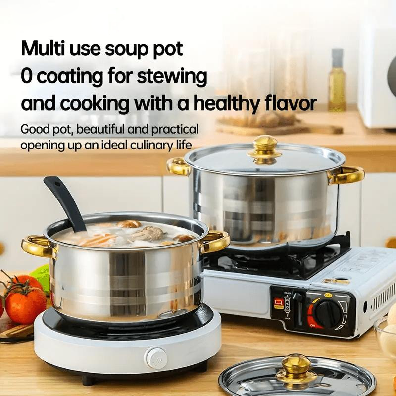 🍳 50% DE RÉDUCTION! 🔥 Ensemble Cuisine 5 Pièces – Acier Épais, Couvercles Verre & Finition Dorée, Compatible Tous Feux pour une Cuisine Élégante ✨