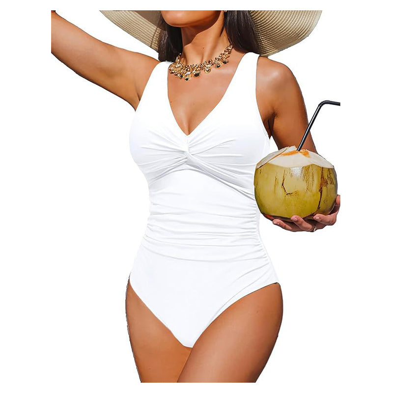👙 PROMO LIMITÉE -50% ! ✨ Maillot de Bain Une-Pièce Sculptant Femme – Drapé Ventre Plat, Col V Torsadé, Bretelles Larges · 12 Coloris · S–2XL (EU 36–46) 💃 98% Avis Positifs