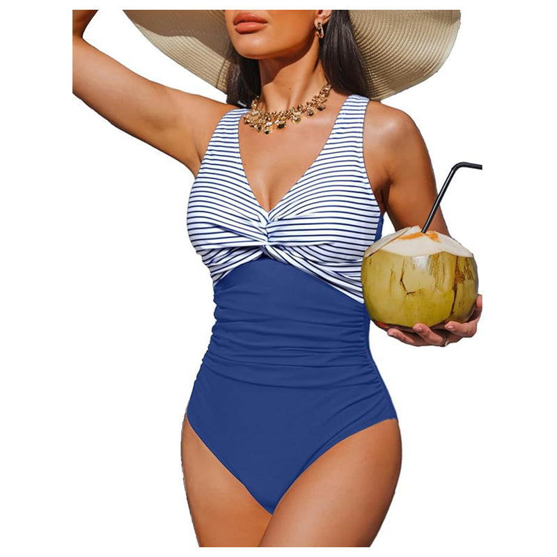 👙 PROMO LIMITÉE -50% ! ✨ Maillot de Bain Une-Pièce Sculptant Femme – Drapé Ventre Plat, Col V Torsadé, Bretelles Larges · 12 Coloris · S–2XL (EU 36–46) 💃 98% Avis Positifs