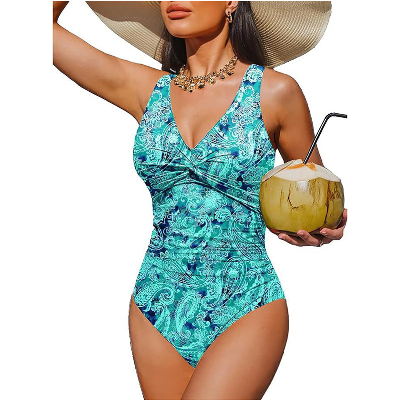 👙 PROMO LIMITÉE -50% ! ✨ Maillot de Bain Une-Pièce Sculptant Femme – Drapé Ventre Plat, Col V Torsadé, Bretelles Larges · 12 Coloris · S–2XL (EU 36–46) 💃 98% Avis Positifs