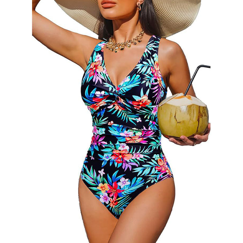 👙 PROMO LIMITÉE -50% ! ✨ Maillot de Bain Une-Pièce Sculptant Femme – Drapé Ventre Plat, Col V Torsadé, Bretelles Larges · 12 Coloris · S–2XL (EU 36–46) 💃 98% Avis Positifs