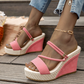 👡🌟 PROMO FLASH 50% ! Sandales Femme à Talons Compensés – Design Élégant, Semelle Cloutée, Hauteur 10cm, Bride de Cheville, 6 Couleurs, 36-43, Parfaites pour Vacances & Soirées 🌴