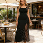 👗50% de réduction✨Robe longue fendue à sequins pour femme