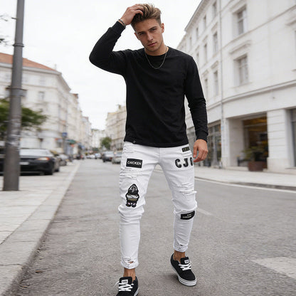 💎 -50% SUR LE JEAN SLIM DÉCHIRÉ ! 💎 Design Tendance, Détails Patchwork & Denim Résistant pour un Look Unique 👖🔥