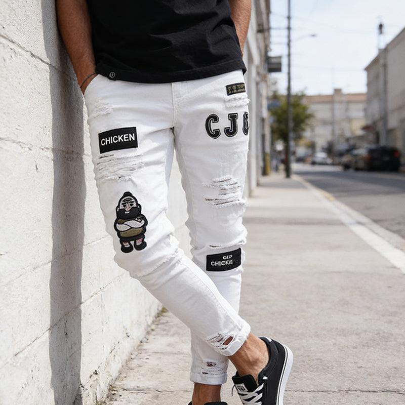 💎 -50% SUR LE JEAN SLIM DÉCHIRÉ ! 💎 Design Tendance, Détails Patchwork & Denim Résistant pour un Look Unique 👖🔥