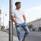 💎 -50% SUR LE JEAN SLIM DÉCHIRÉ ! 💎 Design Tendance, Détails Patchwork & Denim Résistant pour un Look Unique 👖🔥