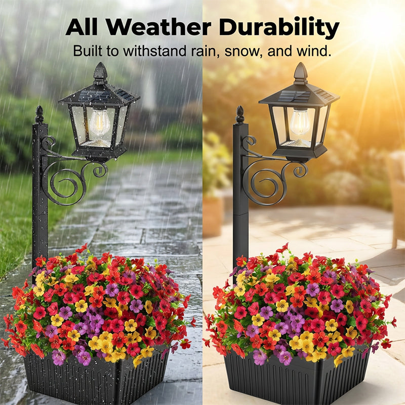 💎Lampe Solaire de Jardin avec Base Jardinière – Lueur Vintage Chaleureuse, Design en Fer Tout-Temps & Double Fonction🌸🌙