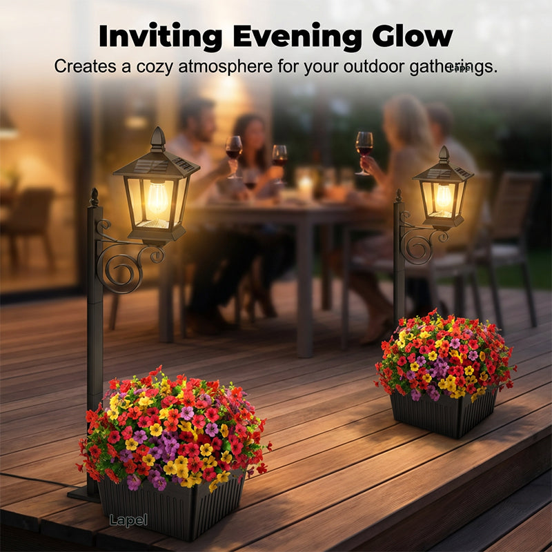 💎Lampe Solaire de Jardin avec Base Jardinière – Lueur Vintage Chaleureuse, Design en Fer Tout-Temps & Double Fonction🌸🌙