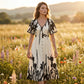 🔥Tendance 2026🔥Robe midi à col V et imprimé botanique doux – Élégante, légère et facile à assortir