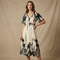 🔥Tendance 2026🔥Robe midi à col V et imprimé botanique doux – Élégante, légère et facile à assortir
