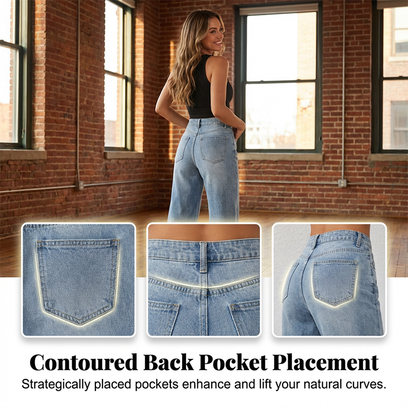 ✨Offre à durée limitée-Jean pour femme à taille haute et coupe droite